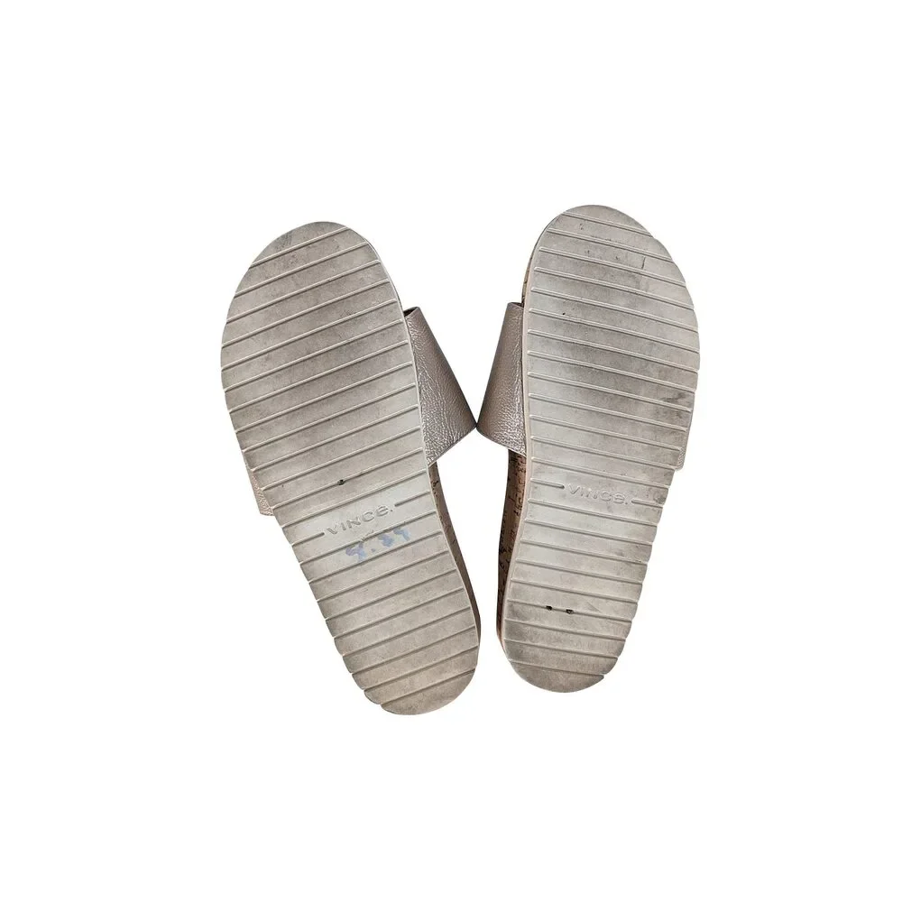 Vince - Light Gold Leather Upper Slide Sandals Sz 8